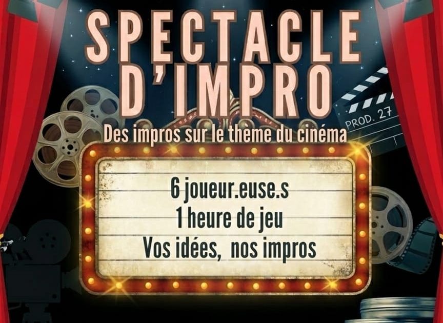 Affiche spectacle d’impro 10 mars 2026 école de théâtre d’improvisation